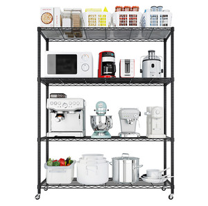Estanterías Metálicas <span class=keywords><strong>de</strong></span> 4 Niveles, Flexibles, Ajustables y Divisibles, con Recubrimiento Epóxico Negro, para Invernadero, Hogar y Jardín - Product Image 3
