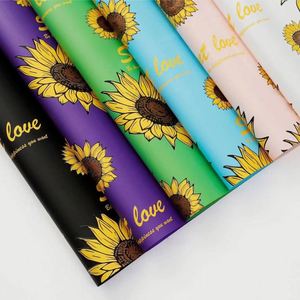 Luxury 58*58cm Sun Flower <b>Pattern</b> Printed Plastic Waterproof Flower Wrapping <b>Paper</b> for Florist Wrapper - Product Image 2
