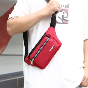 Men's Fanny Pack Nylon Waterproof Crossbody Bag Sport Letter Pattern Gray Lake Blue Dark Blue Red Purple Black - Product Image 4