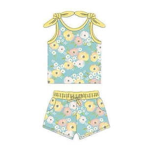 Set di pantaloncini floreali da ragazza: spalla in pizzo con stampe multiple, serie di <span class=keywords><strong>abbigliamento</strong></span> estivo per bambini dolce e carina - Product Image 4