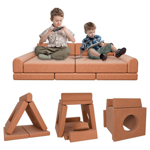 Modular Children's <b>Sofa</b> With High Density Foam 10 Piece Set For Ages 2 To 4 Years Unisex Fabric Furniture Toy - Product Image 3