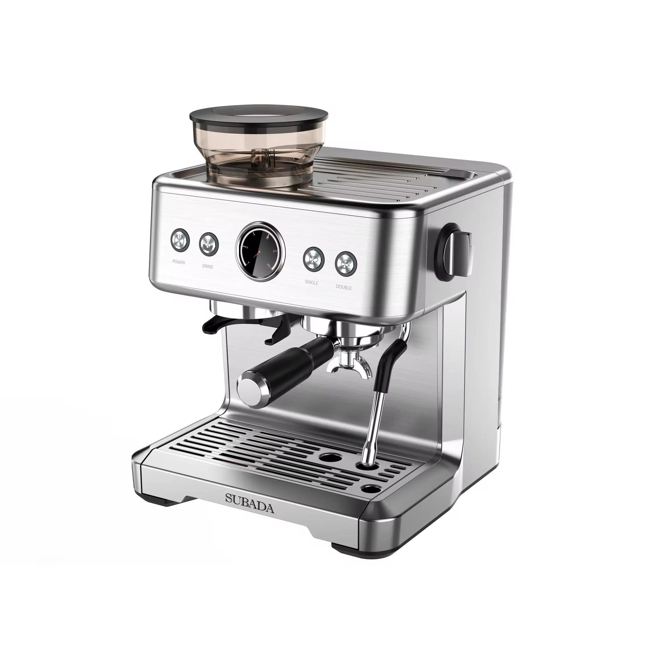 15 bar Residential Commercial Home Coffee Machine Espresso Capsule Cappuccino Coffee Maker with Milk Frother Coffee Grinder