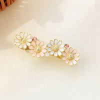 Barrette à cheveux printanière en émail doux motif marguerite, pince à cheveux fleurie multicolore en strass pour femmes et filles, accessoires capillaires quotidiens