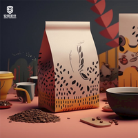 Sacs à café de 1 lb personnalisés imprimés mat recyclables à fond carré avec fermeture éclair et soufflet, emballages PET+VMPET+PE de 1 kg et 1 lb