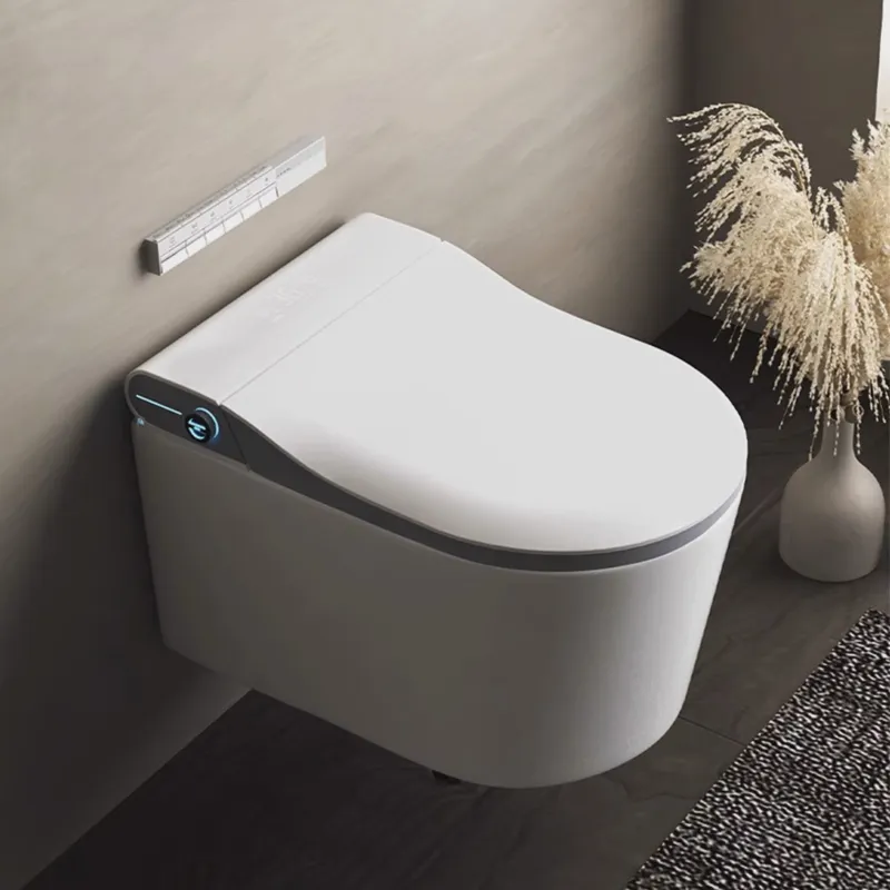 Wit Aan De Muur Gemonteerd Opgeschort Intelligent Toilet Automatische Keramische Wc Toiletten Muur Hang Slim Toilet Met Sus304 Watertank