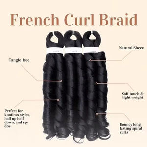 <span class=keywords><strong>Tresses</strong></span> Bouclées à la Française 3X, <span class=keywords><strong>Tresses</strong></span> au Crochet Pré-étirées en Fibre Premium, Boucles Françaises 3X 22 Po en Stock, Expédition Rapide - Product Image 3
