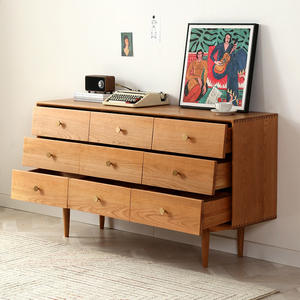 Cómoda Nórdica de Madera Maciza con Nueve Cajones, 1.5m, Estilo Escandinavo, Mueble de Almacenamiento para Dormitorio - Product Image 2