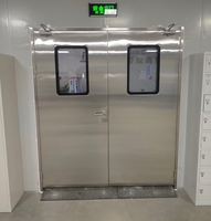 Porte battante double action en acier inoxydable 304 avec panneau de vision, pour cuisine commerciale et restaurant, à ouverture libre, résistante aux chocs et au trafic intensif