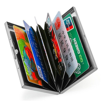 Dompet ramping Logo kustom Pop up logam Aluminium kosong pemegang kartu bisnis pemblokir Rfid ukiran Laser untuk pria