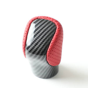 Pommeau de levier de vitesse de voiture en fibre de carbone, cuir perforé rouge, ergonomique, pour Lexus ESNX260 - Product Image 4