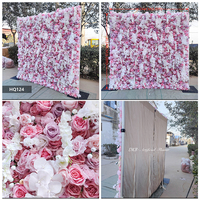 Panneau mural floral 3D DKB pour décoration de mariage, toile enroulable en tissu coloré, roses artificielles en soie, papillons, orchidées, mur floral