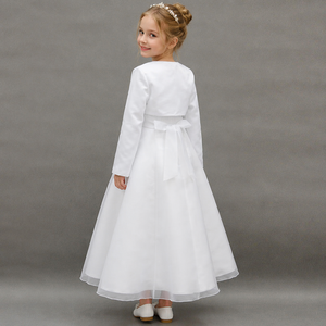 D30569 Vestido <span class=keywords><strong>de</strong></span> <span class=keywords><strong>Primera</strong></span> <span class=keywords><strong>Comunión</strong></span> con Cuello Blanco y Cuentas con Chaqueta <span class=keywords><strong>de</strong></span> Satén - Product Image 2