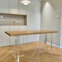 Les fabricants vendent des tables à manger en verre directement rond carré acrylique transparent pieds de table basse