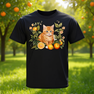 Camiseta para amantes de los gatos tabby naranjas con diseño de flores y naranjas - Product Image 3
