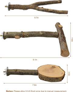 3 Stuks Natuurlijk Hout Vogel Zitstokken Vogelkooi Stands, Vogel Baars <span class=keywords><strong>Stand</strong></span> Speelgoed, Platform Papegaai Paw Slijpen Stokken Takken - Product Image 2