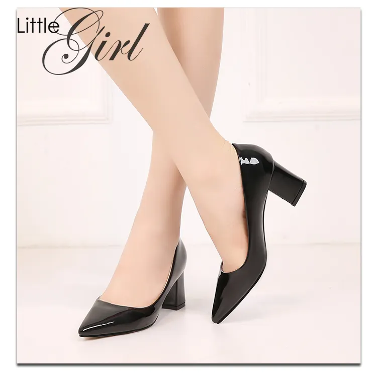 Wholesale prices fashion shoe pumps office wear dress women round toe pumps chunky high heel big size ladies shoes for woman