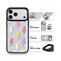 Coque de téléphone AG Feeling Black Edge avec motif éclair doré pour iPhone 17, 17 Pro Max, 16 Pro, 15 – Coque magnétique