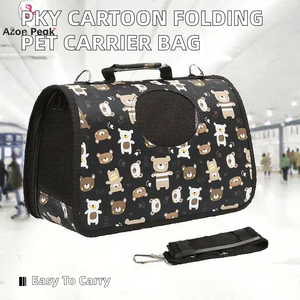 Tas Jinjing Hewan Peliharaan Lipat Motif Kartun, Ransel Perjalanan Anjing dan Kucing dari Bahan Nilon, Dapat Dibawa di Tangan atau Selempang untuk Perjalanan Luar Ruangan - Product Image 2