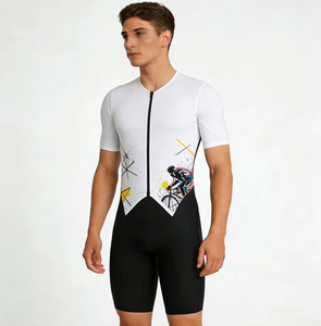 Combinaison de Triathlon Confortable à Motif Graffiti Unisexe Personnalisable – Vêtements de Sport pour l'Entraînement et les Courses de Triathlon – Service Personnalisé - Product Image 3
