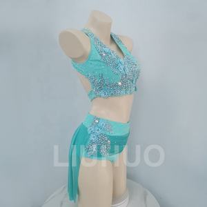Produttori custom green lyric dance dress <span class=keywords><strong>pole</strong></span> dance gonna performance dress stage clothing - Product Image 5