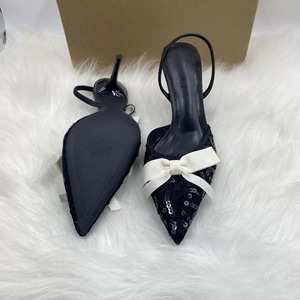 Sandales a Talons Pour Femmes Bowknot <b>Pointed</b> Toe Women Sexy Heeled Sandals Back Strap Comfort Hard Wearing Female Heel Shoes - Product Image 2