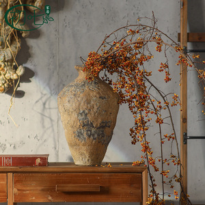 Jarrón de terracota vintage de forma irregular, estilo Wabi Sabi, para decoración de mesa, ideal para salas de té y casas de huéspedes. - Product Image 1