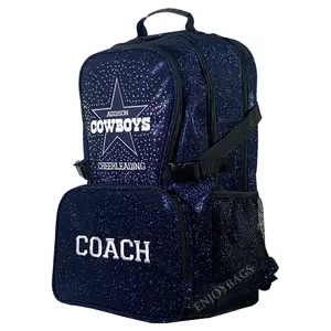 Custom Free Design Wholesale Cheerleader Glitter Backpack Sport Bag
