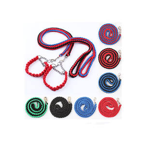 Tali Anjing Berjalan Tali Bulat Delapan-untai, Kekang Anjing dan Set Kerah Kuat, Set Tali Kekang Anjing Mewah untuk Hewan Peliharaan - Product Image 1