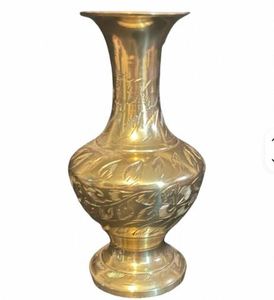 Vintage Brass <b>Flower</b> Vase Engraved Floral Planter Round Decorative Vessel for Home Wedding <b>Artificial</b> <b>Flower</b> Eco-Friendly - Product Image 2
