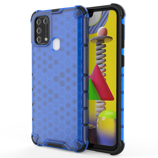 2 in 1 Hybrid Armor Case for Samsung M31 Honeycomb Clear Shockproof Case Cover