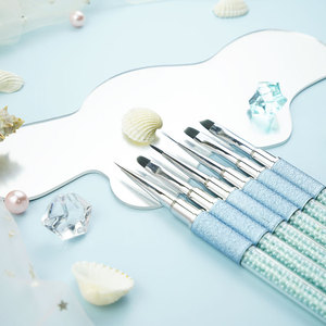 Özel Logo naylon altın Metal kolu tasarım tırnak fırça seti doğal boyama Uv jel Liner tırnak fırçası manikür tozu için - Product Image 4