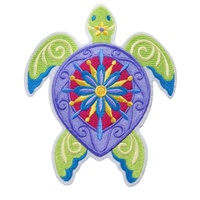 Patchs brodés bohèmes tortue marine requin, badges animaux colorés lion flamant rose, appliques thermocollantes vie marine pour vêtements et sacs à dos