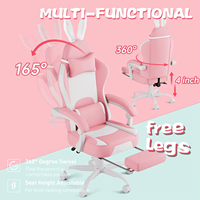 Usine Bolivie Prix le moins cher Logo personnalisé Chaise de jeu rose Fauteuil de jeu en cuir inclinable avec repose-pieds pour filles
