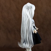 Usine chinoise 1/3 BJD poupée cheveux argent gris longue droite avec frange et tresse clip cheveux poupée perruques