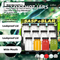 Mini-bouteilles en verre transparent de 2 oz avec bouchons noirs, à large ouverture, étanches, cylindriques, pour shots de bien-être au gingembre, jus, impression sérigraphique