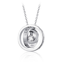 Nouveau collier en strass cercle à trois couches pendentif imbriqué je t'aime maman collier porte-bague en acier inoxydable avec cristal
