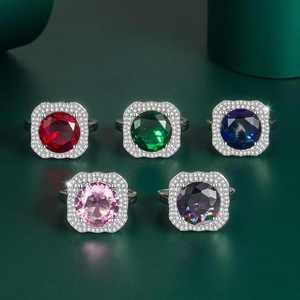 YL thời trang Ladies 'waterdrop <span class=keywords><strong>Ruby</strong></span> Emerald nhẫn vàng hồng kim cương sống động thạch anh tím bốn vuốt sống miệng hình quả lê - Product Image 3