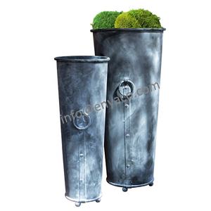 Extérieur conique grand rond grand jardin extérieur <span class=keywords><strong>palmier</strong></span> Pots <span class=keywords><strong>de</strong></span> fleurs grande taille galvanisé métal décor planteur peinture antique - Product Image 2