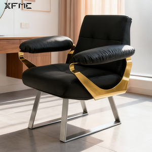 Ghế làm tóc hiện đại, đơn giản, bằng thép không gỉ, màu vàng và đen, dành cho salon tóc, ghế tạo kiểu tóc, ghế cắt tóc - Product Image 3