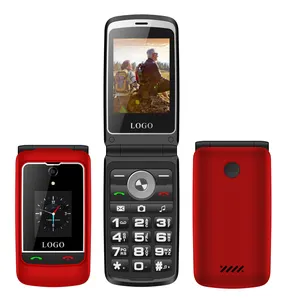 2.8 inç flip cep telefonu çift ekran orijinal toptan büyük düğme çift sim kıdemli telefon hızlı arama SOS gsm telefon yaşlılar için