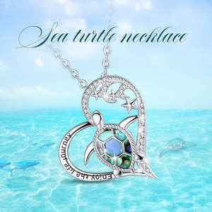 Merryshine Turtle Loveハートネックレス925スターリングシルバー本物のマザーオブパールペンダント - Product Image 3