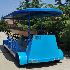 Vélo pub électrique tandem Deep Blue avec cadre en alliage d'aluminium, freins à disque sur quatre roues – Offre spéciale pour les excursions touristiques et les bus de bière - Product Image 5