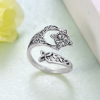 Bague ouverte ajustable en alliage, motif nœud celtique ajouré, style rétro sculpté, bijou de doigt personnalisé pour femme