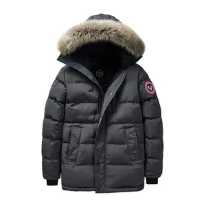 Winter Jackets and Coats for Man with Wool Hood Warm Poly Filled Padded Overcoat Big and Tall Men Parka Coat