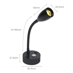 12V 24V LED đọc tường ánh sáng nhôm campervan đèn RV sconce chuyển đổi điều khiển xoay Spotlight xe tải thuyền đầu giường - Product Image 1
