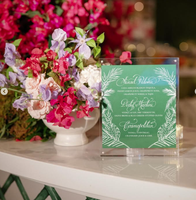 Cartes de menu de mariage en papier fait main avec impression UV, design ceinture vert foncé pour célébrations nocturnes