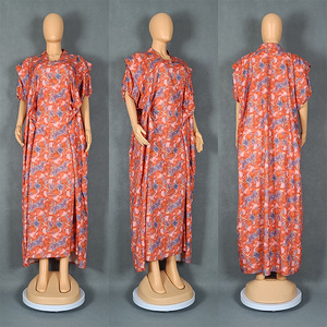 Dashiki Dubai Abaya taglie forti Africa stampa abbigliamento manica corta Maxi abito <span class=keywords><strong>turchia</strong></span> abiti musulmani abiti africani da donna - Product Image 5