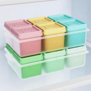 Contenedor de Almacenamiento de Alimentos de Silicona Ice Cube RX059, 6 Compartimentos con Tapa, Forma Cuadrada, Colorido, para Viajes - Product Image 4