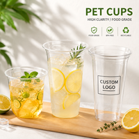 Vasos Desechables Ultra Transparentes, Libres de BPA, Aptos para Alimentos, de PET, para Bebidas Frías, Calibre 98mm, 12oz-24oz, Múltiples Capacidades, para Café Helado, Té de Burbujas