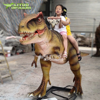 Dinosaure animatronique T-rex à roulettes pour balades